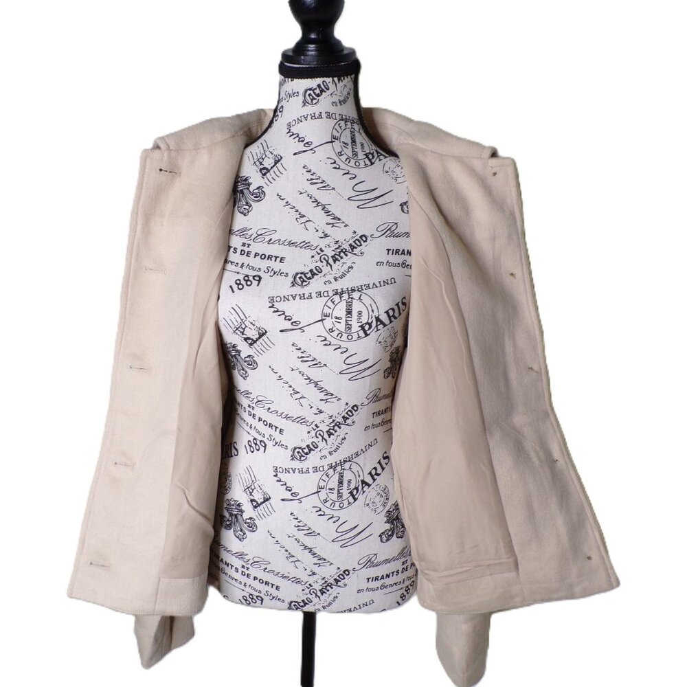 🆕ANN TAYLOR Fringe Bomber Jacket Wool Blend Lined Beige Medium - Picture 10 of 11